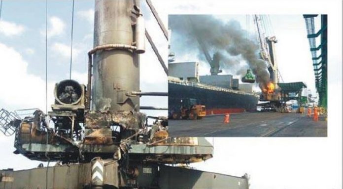 Emap investiga incêndio em guindaste na manhã deste domingo no Porto do Itaqui