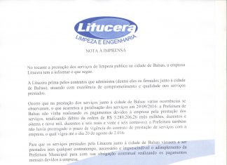 Litucera divulga nota sobre encerramento de contrato
