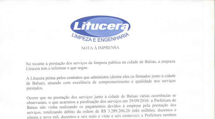 Litucera divulga nota sobre encerramento de contrato