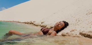 Danni Suzuki descansa nos Lençóis Maranhenses