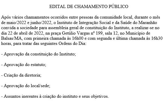 EDITAL DE CHAMAMENTO PÚBLICO
