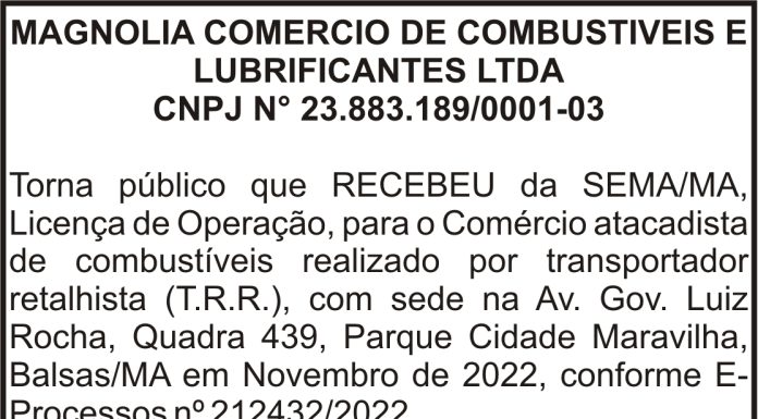 EDITAL: Licença de Operação