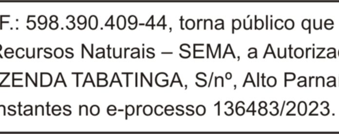 Requerimento de Autorização para Perfuração de Poço Tubular