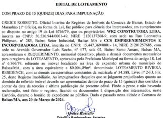 EDITAL DE LOTEAMENTO