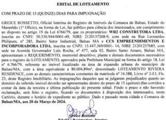 EDITAL DE LOTEAMENTO