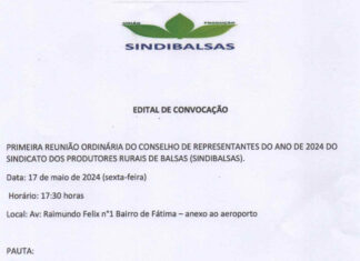 SINDIBALSAS – EDITAL DE CONVOCAÇÃO