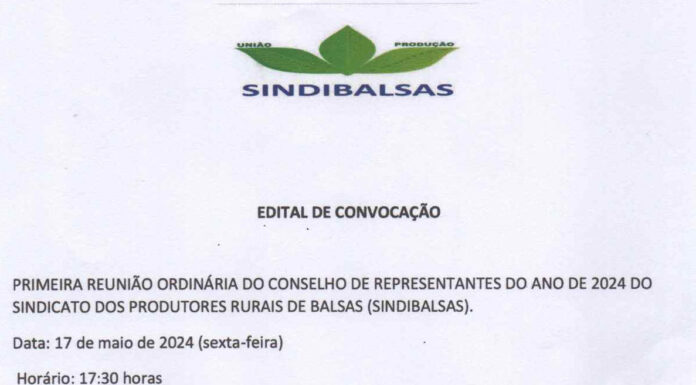 SINDIBALSAS – EDITAL DE CONVOCAÇÃO