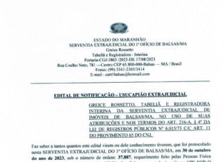 EDITAL DE NOTIFICAÇÃO – USUCAPIÃO EXTRAJUDICIAL