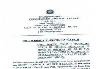 EDITAL DE NOTIFICAÇÃO – USUCAPIÃO EXTRAJUDICIAL