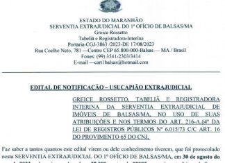 EDITAL DE NOTIFICAÇÃO – USUCAPIÃO EXTRAJUDICIAL