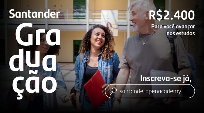 Santander Universidades abre inscrições para bolsas de apoio financeiro no valor de R$ 2,4 mil para mais de 1,5 mil universitários