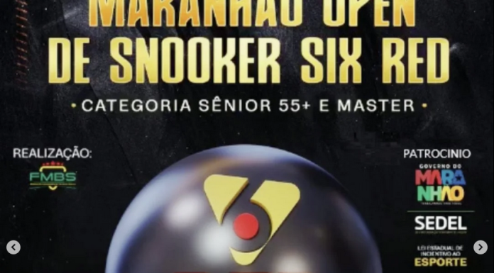 Campeões brasileiros e regionais de sinuca competirão no 3º Maranhão Open de Snooker Six Red