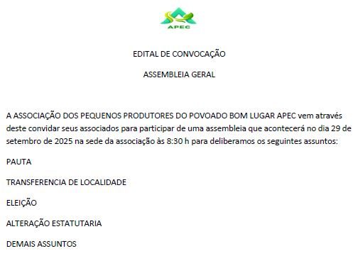 EDITAL DE CONVOCAÇÃO ASSEMBLEIA GERAL – APEC